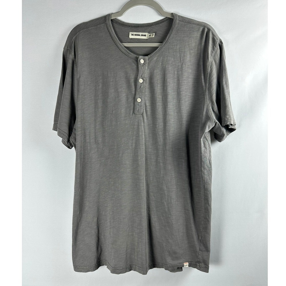 The Normal Brand Henley Shirt Mens XL Gray Heathered Cotton Jersey Casual